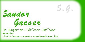 sandor gacser business card